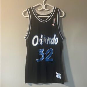 Vintage Champion Black Orlando Magic Jersey with Blue Accents